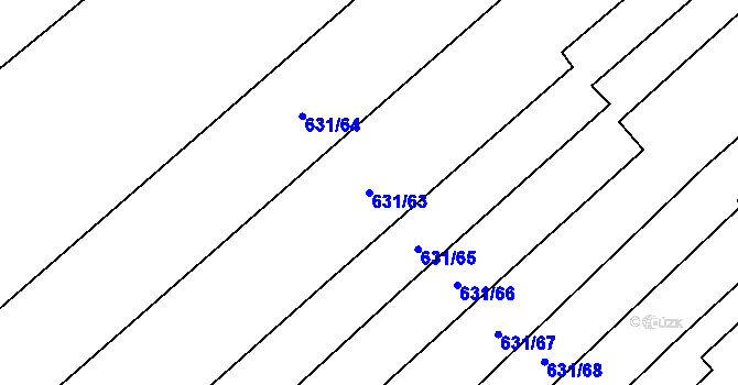 Parcela st. 631/63 v KÚ Tuhaň, Katastrální mapa