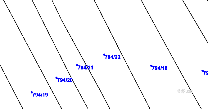 Parcela st. 794/22 v KÚ Tuhaň, Katastrální mapa
