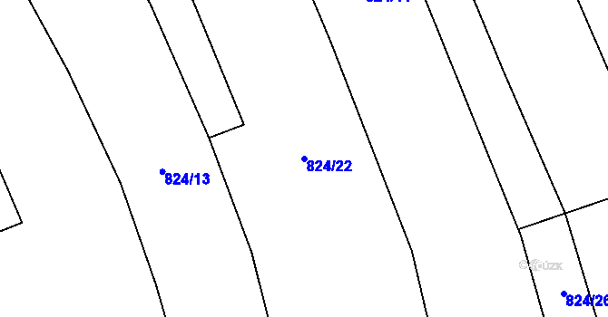 Parcela st. 824/22 v KÚ Tuhaň, Katastrální mapa