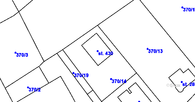 Parcela st. 430 v KÚ Tuhaň, Katastrální mapa