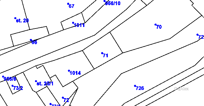 Parcela st. 71 v KÚ Pavličky, Katastrální mapa
