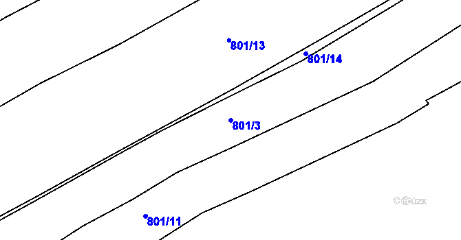 Parcela st. 801/3 v KÚ Tuhaň u Dubé, Katastrální mapa