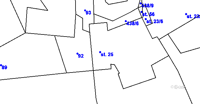 Parcela st. 25 v KÚ Tuhanec, Katastrální mapa