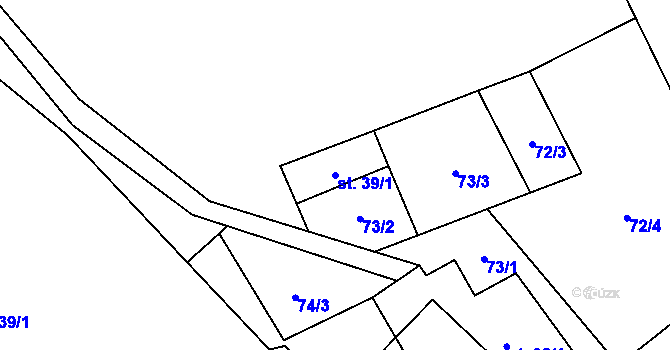Parcela st. 39/1 v KÚ Tuhanec, Katastrální mapa