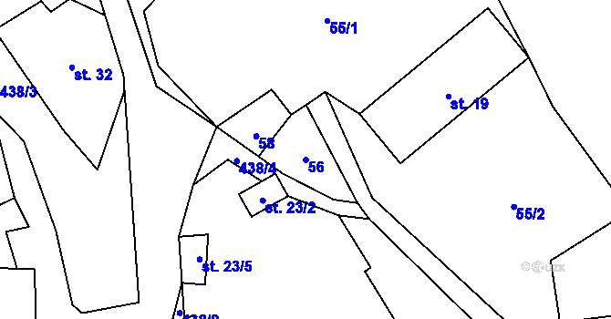 Parcela st. 56 v KÚ Tuhanec, Katastrální mapa
