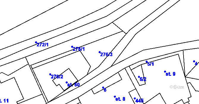 Parcela st. 276/3 v KÚ Tuhanec, Katastrální mapa