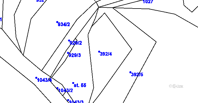 Parcela st. 392/4 v KÚ Tuhanec, Katastrální mapa