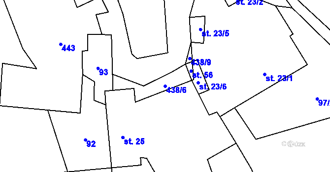 Parcela st. 438/6 v KÚ Tuhanec, Katastrální mapa