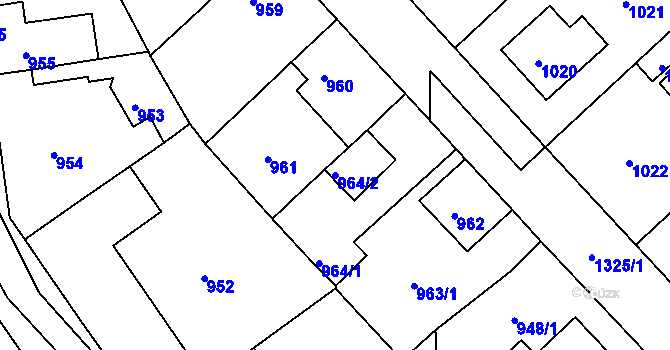 Parcela st. 964/2 v KÚ Tuchlovice, Katastrální mapa