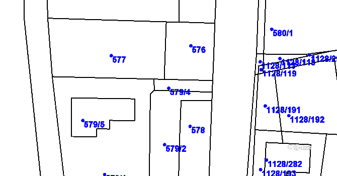Parcela st. 579/4 v KÚ Tuchlovice, Katastrální mapa