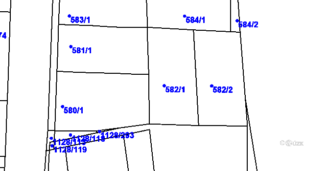 Parcela st. 582/1 v KÚ Tuchlovice, Katastrální mapa