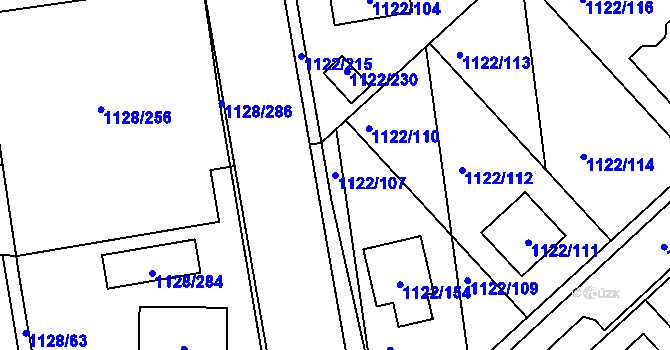 Parcela st. 1122/107 v KÚ Tuchlovice, Katastrální mapa