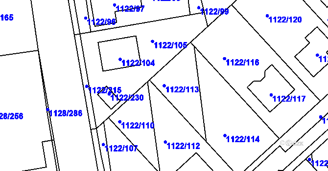 Parcela st. 1122/113 v KÚ Tuchlovice, Katastrální mapa