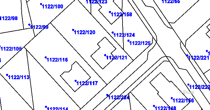 Parcela st. 1122/121 v KÚ Tuchlovice, Katastrální mapa