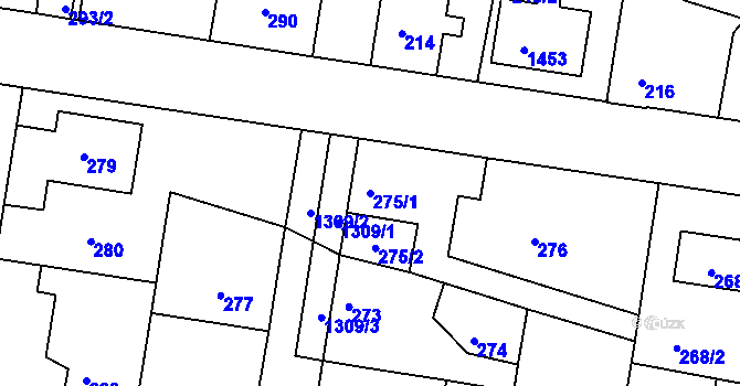 Parcela st. 275/1 v KÚ Tuchlovice, Katastrální mapa