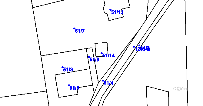 Parcela st. 51/14 v KÚ Tuchlovice, Katastrální mapa