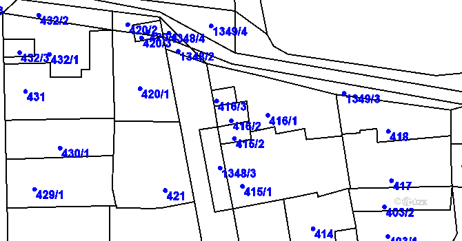 Parcela st. 416/2 v KÚ Tuchlovice, Katastrální mapa