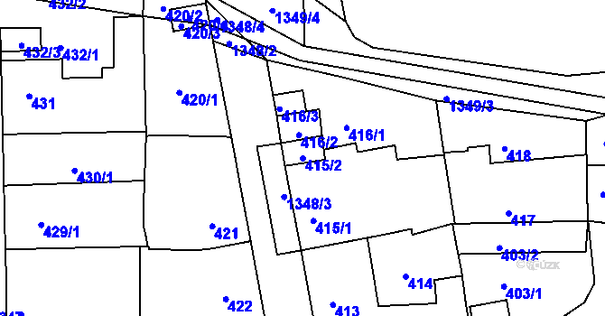 Parcela st. 415/2 v KÚ Tuchlovice, Katastrální mapa