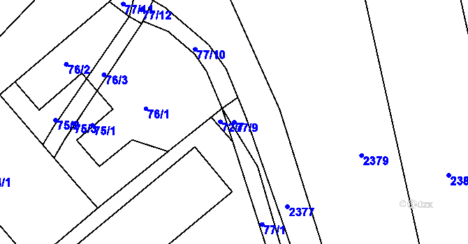Parcela st. 77/9 v KÚ Tuchlovice, Katastrální mapa