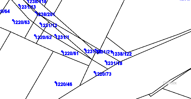 Parcela st. 1231/21 v KÚ Tuchlovice, Katastrální mapa