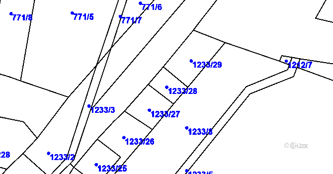 Parcela st. 1233/28 v KÚ Tuchlovice, Katastrální mapa