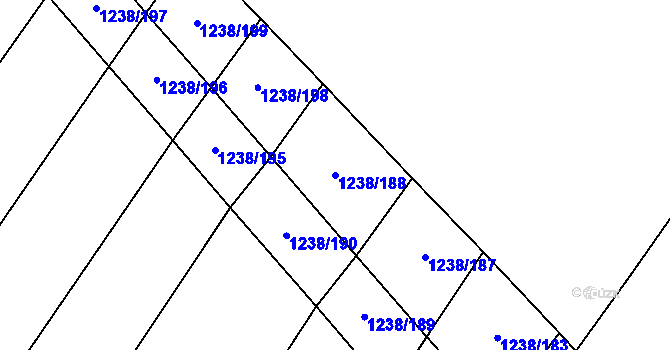 Parcela st. 1238/188 v KÚ Tuchlovice, Katastrální mapa