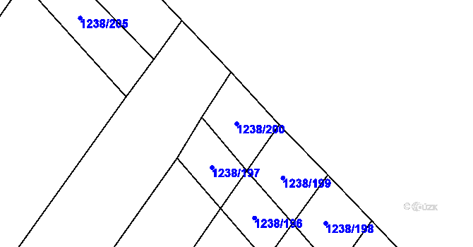 Parcela st. 1238/200 v KÚ Tuchlovice, Katastrální mapa