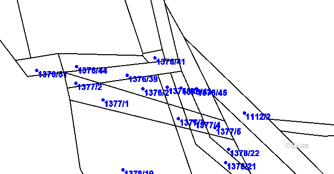Parcela st. 1376/40 v KÚ Tuchlovice, Katastrální mapa
