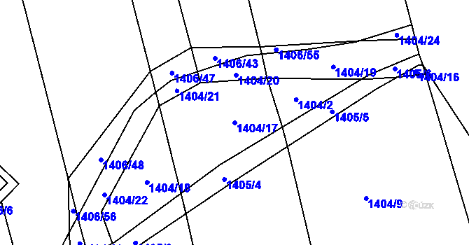 Parcela st. 1404/17 v KÚ Tuchlovice, Katastrální mapa