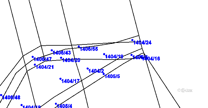 Parcela st. 1404/19 v KÚ Tuchlovice, Katastrální mapa