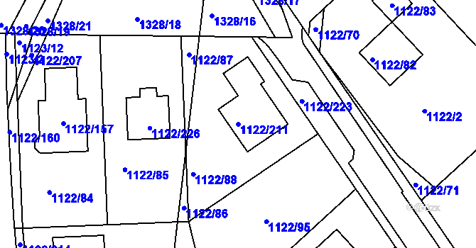 Parcela st. 1122/211 v KÚ Tuchlovice, Katastrální mapa