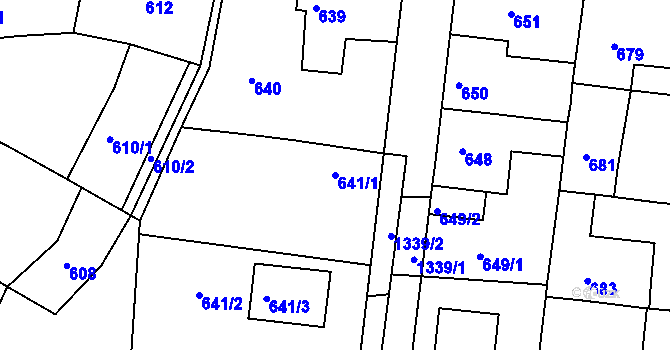 Parcela st. 641/1 v KÚ Tuchlovice, Katastrální mapa