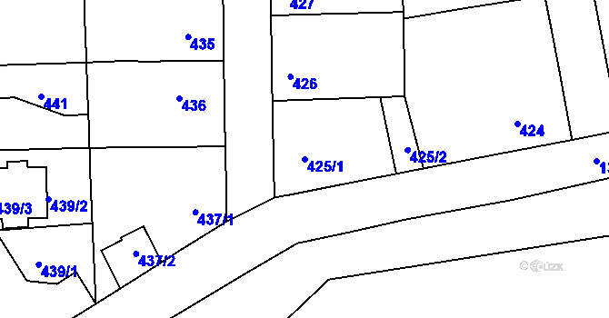 Parcela st. 425/1 v KÚ Tuchlovice, Katastrální mapa