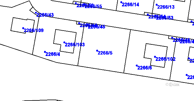 Parcela st. 2266/5 v KÚ Tuchlovice, Katastrální mapa