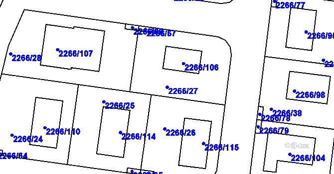 Parcela st. 2266/27 v KÚ Tuchlovice, Katastrální mapa