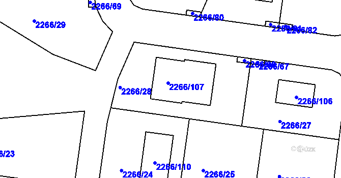 Parcela st. 2266/28 v KÚ Tuchlovice, Katastrální mapa