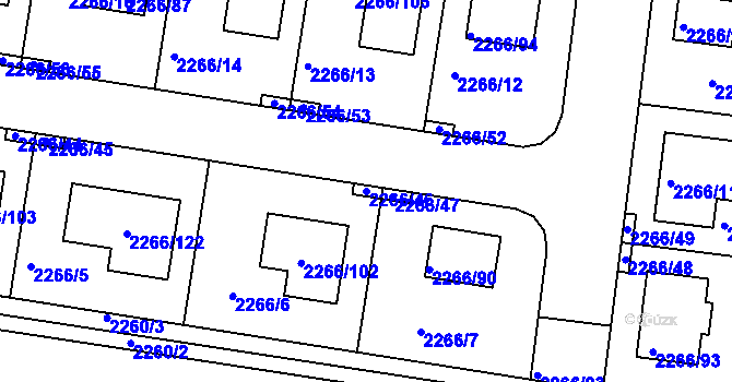 Parcela st. 2266/46 v KÚ Tuchlovice, Katastrální mapa
