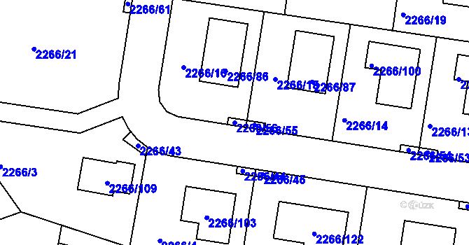 Parcela st. 2266/56 v KÚ Tuchlovice, Katastrální mapa