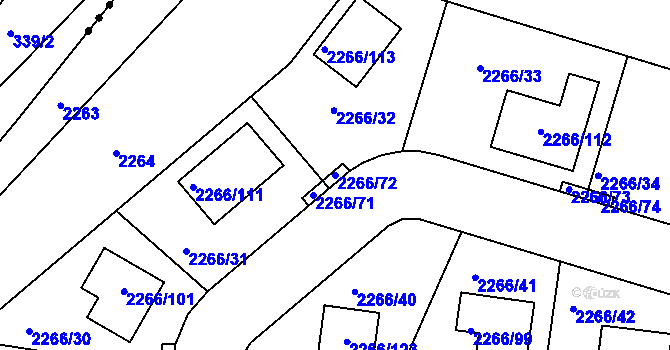 Parcela st. 2266/72 v KÚ Tuchlovice, Katastrální mapa