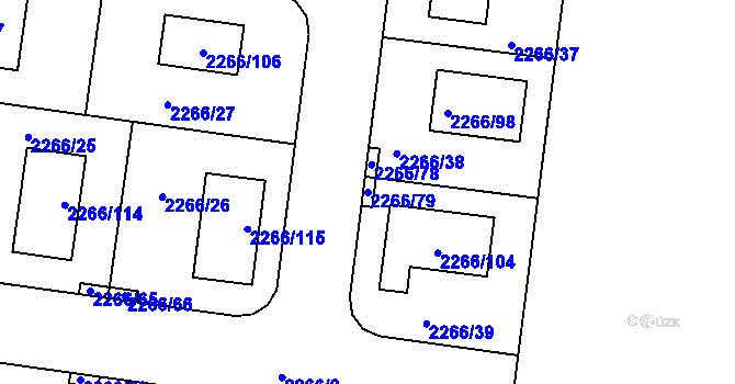 Parcela st. 2266/79 v KÚ Tuchlovice, Katastrální mapa