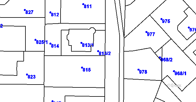 Parcela st. 813/2 v KÚ Tuchlovice, Katastrální mapa