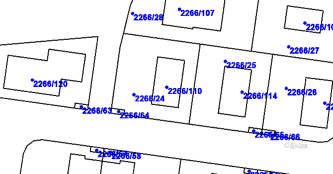 Parcela st. 2266/110 v KÚ Tuchlovice, Katastrální mapa