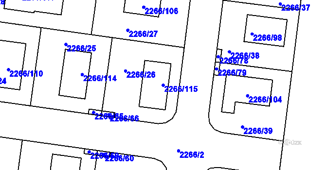 Parcela st. 2266/115 v KÚ Tuchlovice, Katastrální mapa
