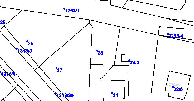 Parcela st. 28 v KÚ Tuchlovice, Katastrální mapa