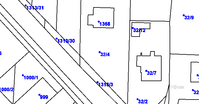 Parcela st. 32/4 v KÚ Tuchlovice, Katastrální mapa
