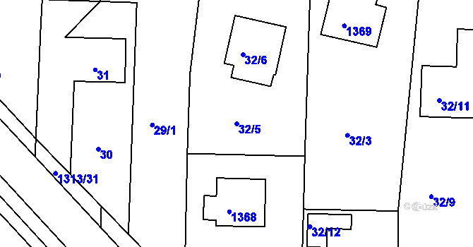 Parcela st. 32/5 v KÚ Tuchlovice, Katastrální mapa