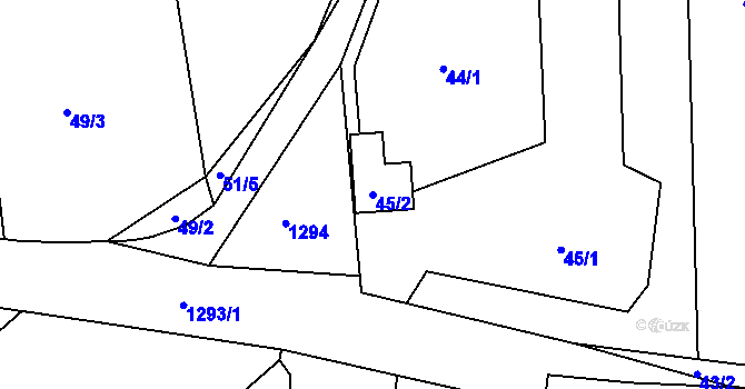 Parcela st. 45/2 v KÚ Tuchlovice, Katastrální mapa