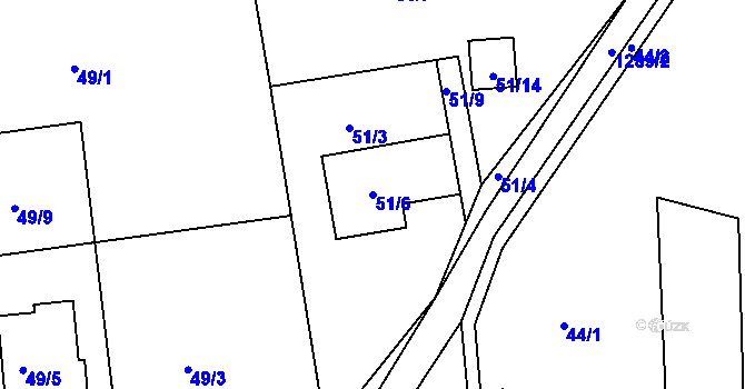 Parcela st. 51/6 v KÚ Tuchlovice, Katastrální mapa