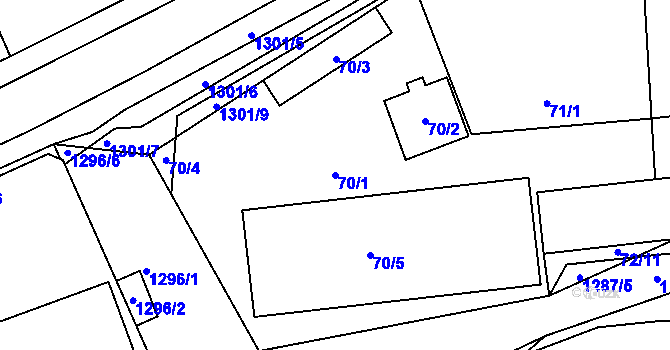 Parcela st. 70/1 v KÚ Tuchlovice, Katastrální mapa