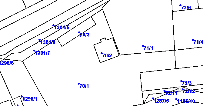 Parcela st. 70/2 v KÚ Tuchlovice, Katastrální mapa